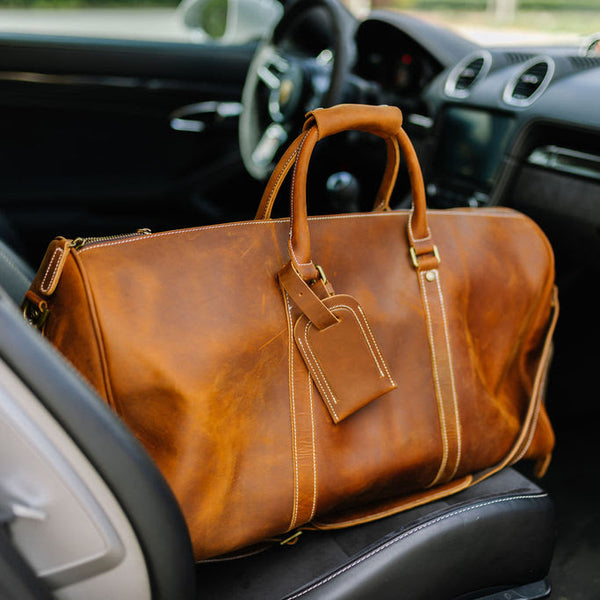 Genuine Leather Duffle Gym Bag - ArchieSoul Men