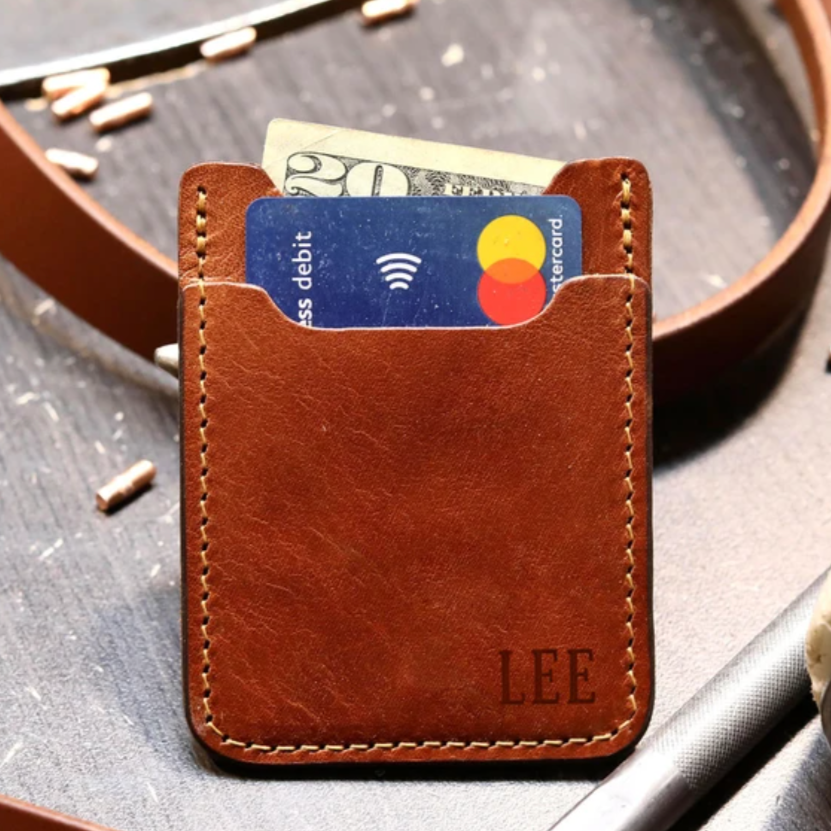 Hide & Drink, EDC Pocket Wallet, Curved Cash Organizer, Slim Front Card  Holder, Money Clip, Full Grain Leather, Handmade Travel Accessories, Single