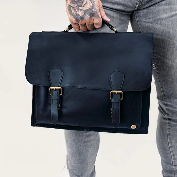 Navy leather bag sale