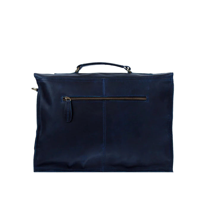 Navy Leather Messenger Bag