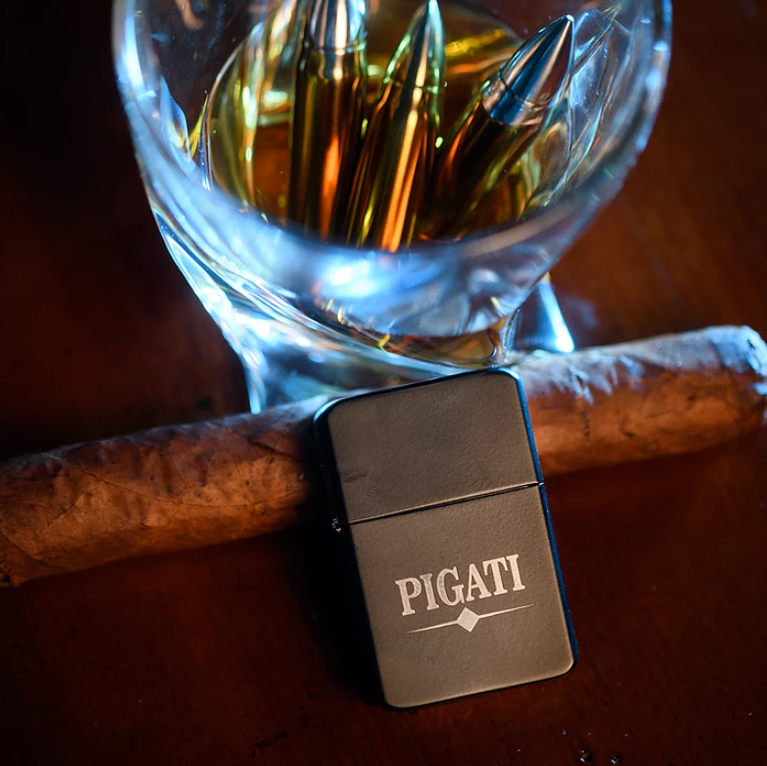 Personalized Black Flip Cigar Lighter with Engraved Initials