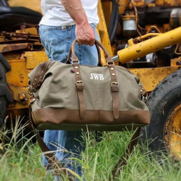 Personalized Weekender Bag Green White