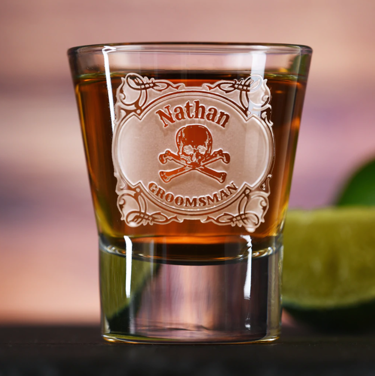 Skull And Bones Groomsman Shot Glass