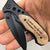 Engraved Knife Black Blade Wooden Handle 