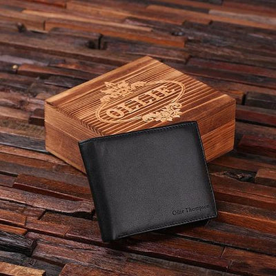 The Best Personalized Leather Wallet (Free Personalization) Black by Groovy Guy Gifts
