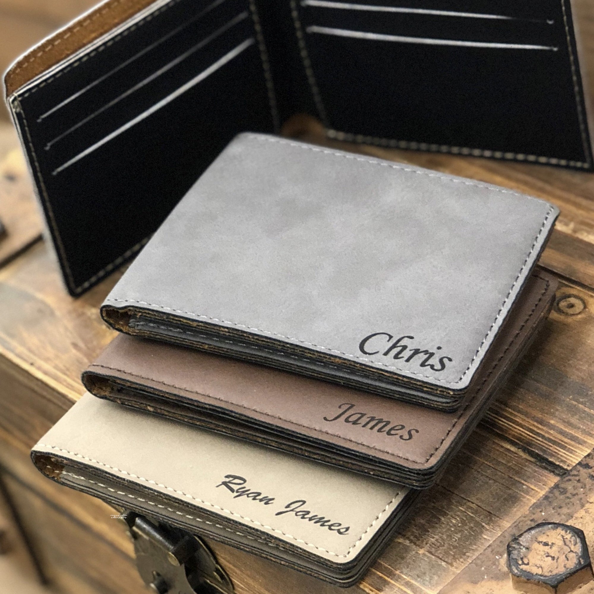 Wallet Black Trifold - Personalized Men's Leather Wallet with Engraved  Monogram - Killorglin Creations