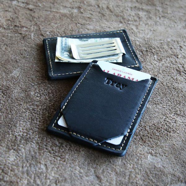 BOSS Monogrammed Money-Clip Card Holder Wallet For Men (Black, OS)