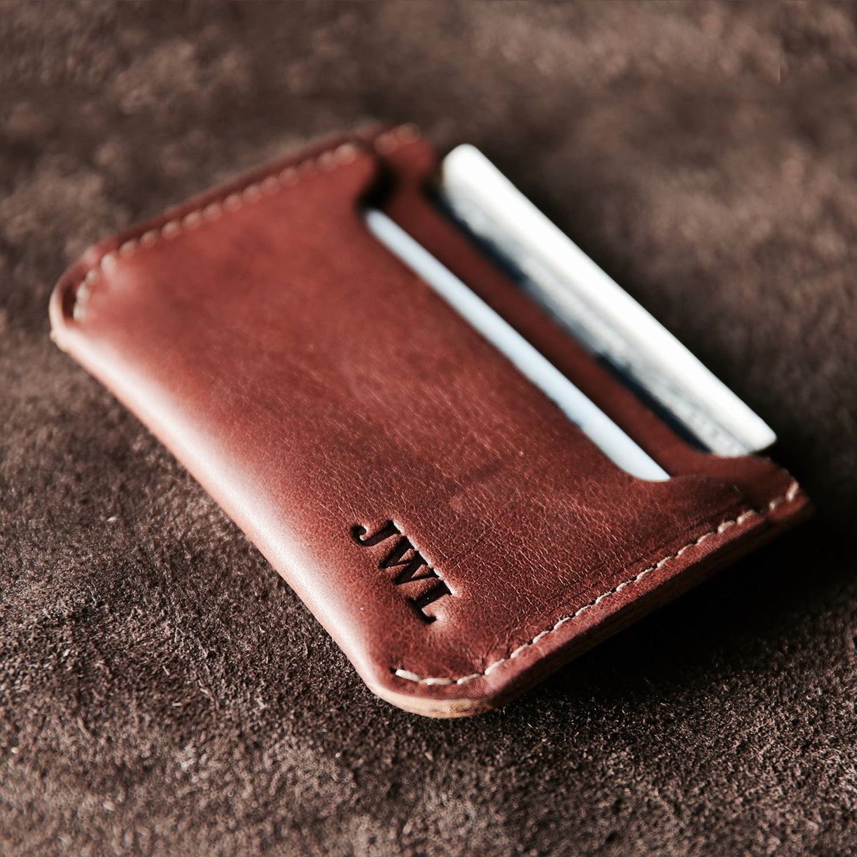 Personalized Brown Leather Minimalist Wallets 