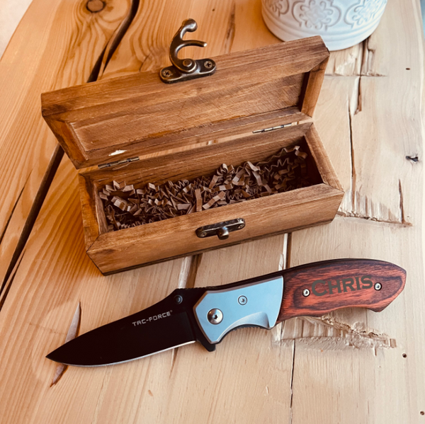 Personalized Anniversary Knife with Custom Engraved Box - Groovy